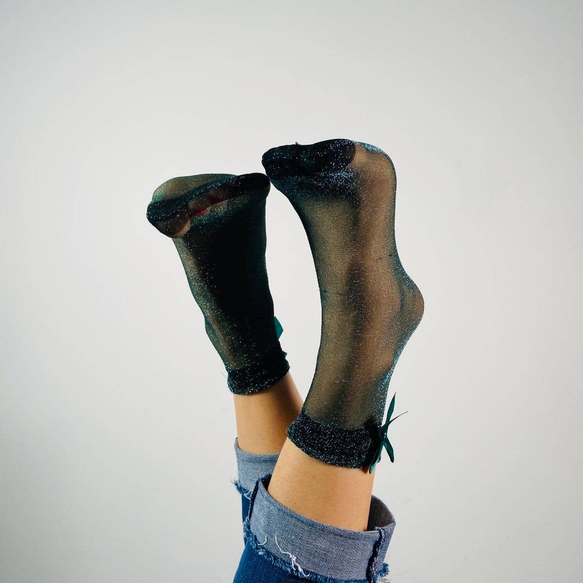 Sandrine - sokken, sokken, glitter, strik: Zwart