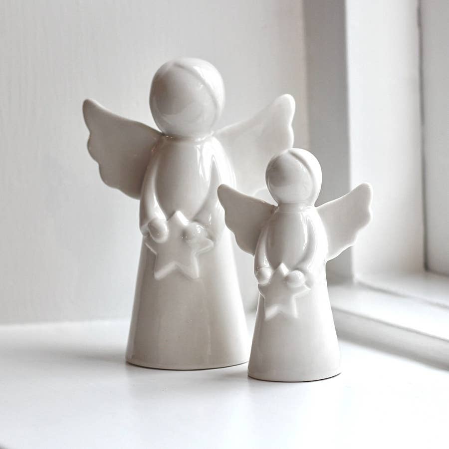 Eenvoudige witte engel, 15 cm