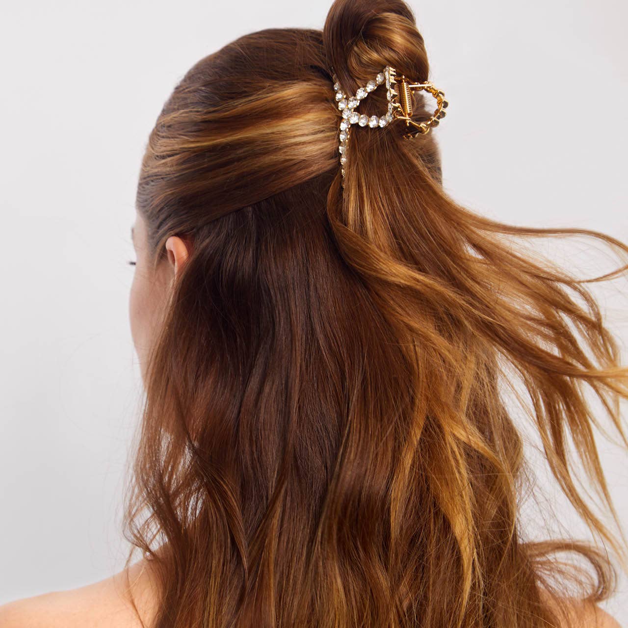 Rhinestone Loop Claw Clip van metaal, 1 stuk, goud