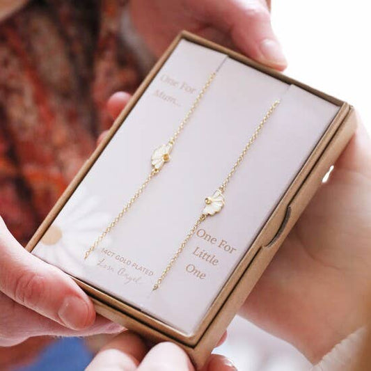 Set van 2 bloemenarmbanden voor moeder en kind in goud