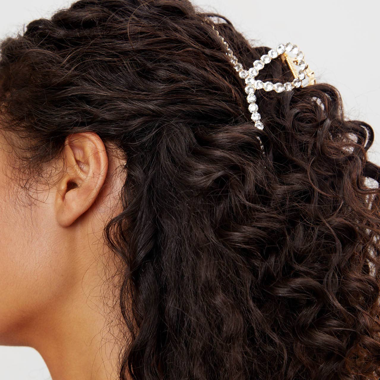 Rhinestone Loop Claw Clip van metaal, 1 stuk, goud