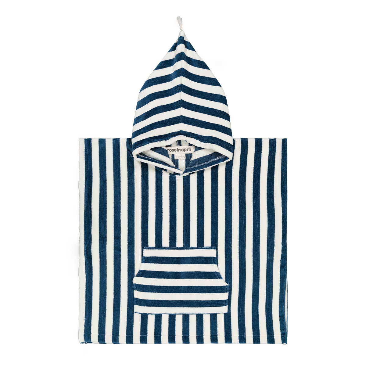 SUZON BADPONCHO VOOR KINDEREN BLAUWE MIDNIGHT STRIPE: NACHTBLAUW / M 4/6 JAAR