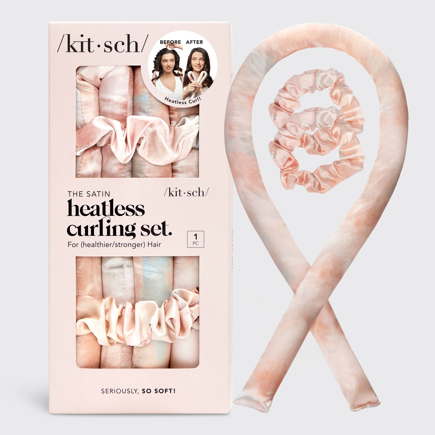 Satijnen heatless curling set - Sunset Tie Dye