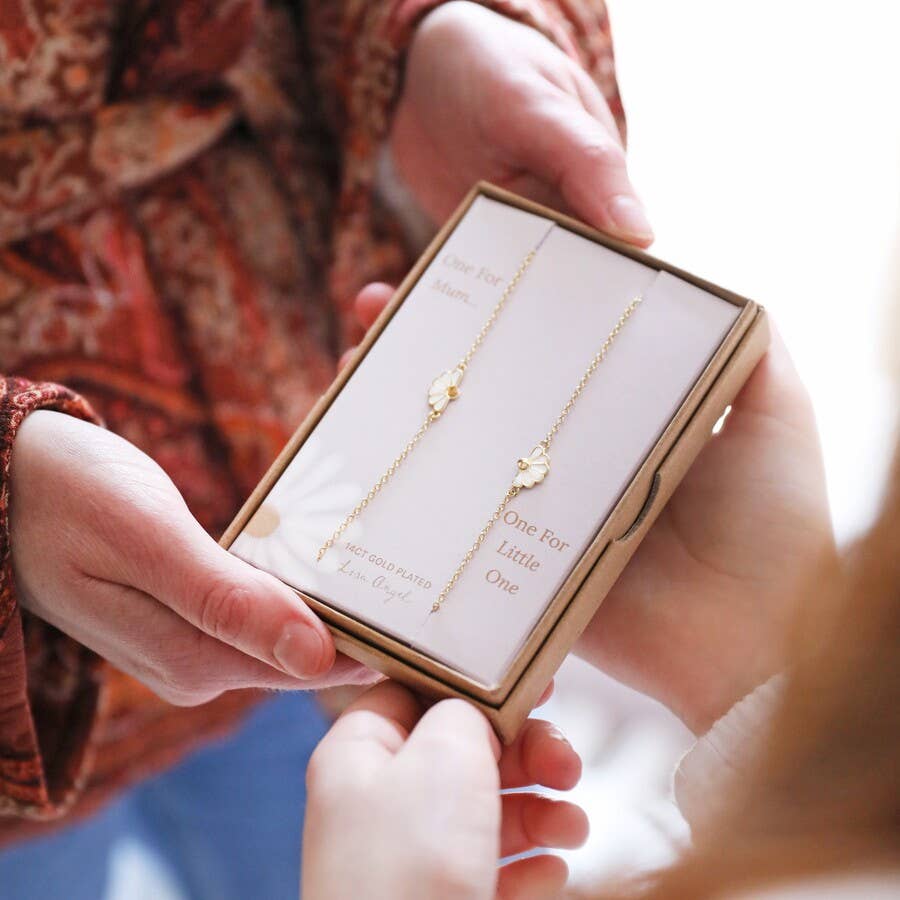 Set van 2 bloemenarmbanden voor moeder en kind in goud