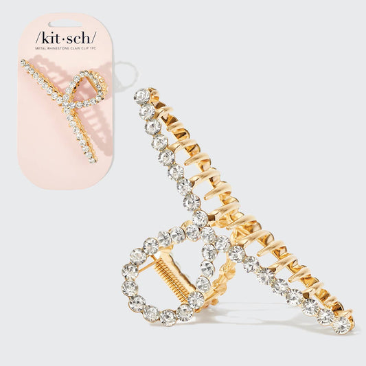 Rhinestone Loop Claw Clip van metaal, 1 stuk, goud