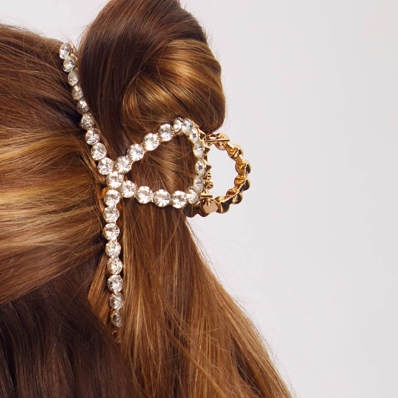 Rhinestone Loop Claw Clip van metaal, 1 stuk, goud
