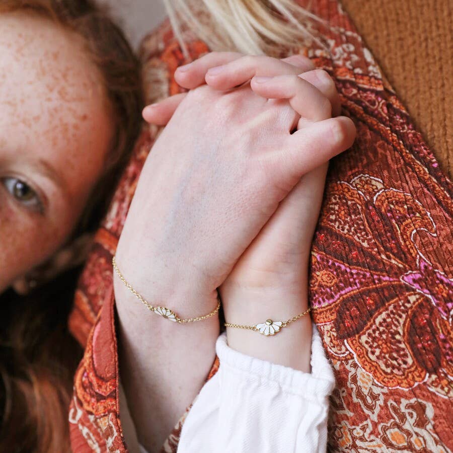 Set van 2 bloemenarmbanden voor moeder en kind in goud