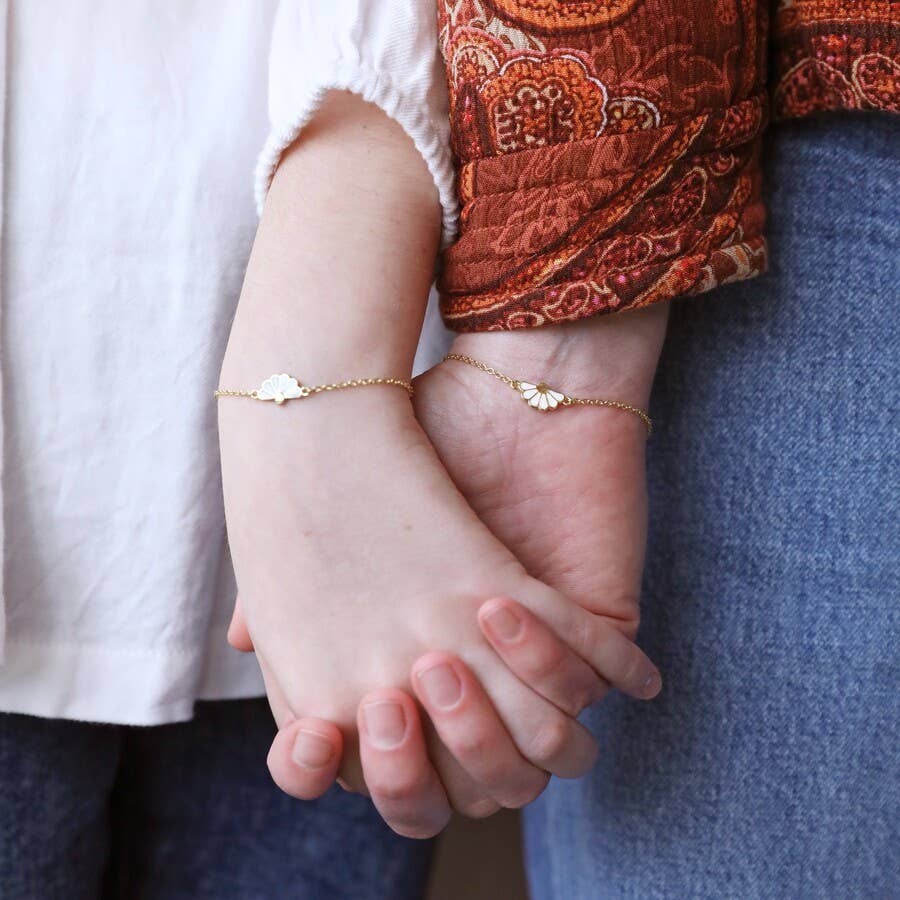 Set van 2 bloemenarmbanden voor moeder en kind in goud