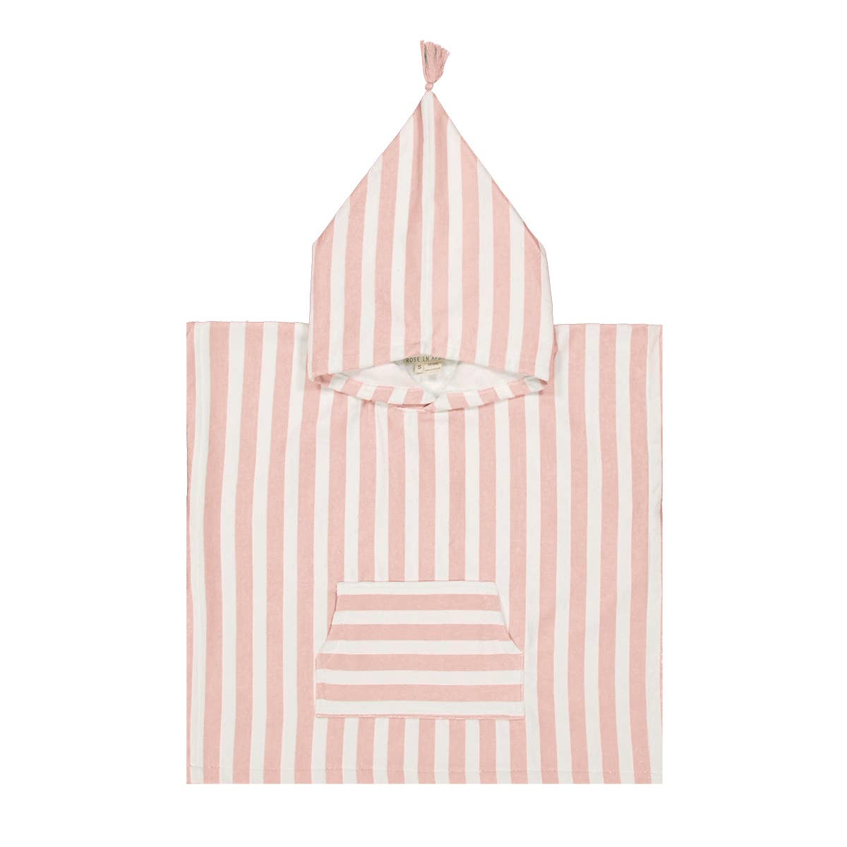 LICHTROZE PONCHO MET SUZON STREEP VOOR KINDEREN: LICHTROZE / S 1/3 JAAR